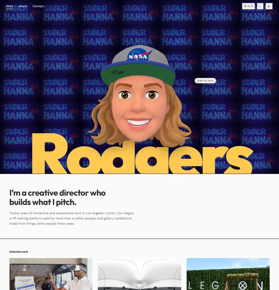 Comp: RODGERS as a giant masthead behind the head