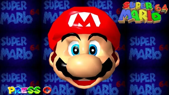 The Super Mario 64 title screen, for reference