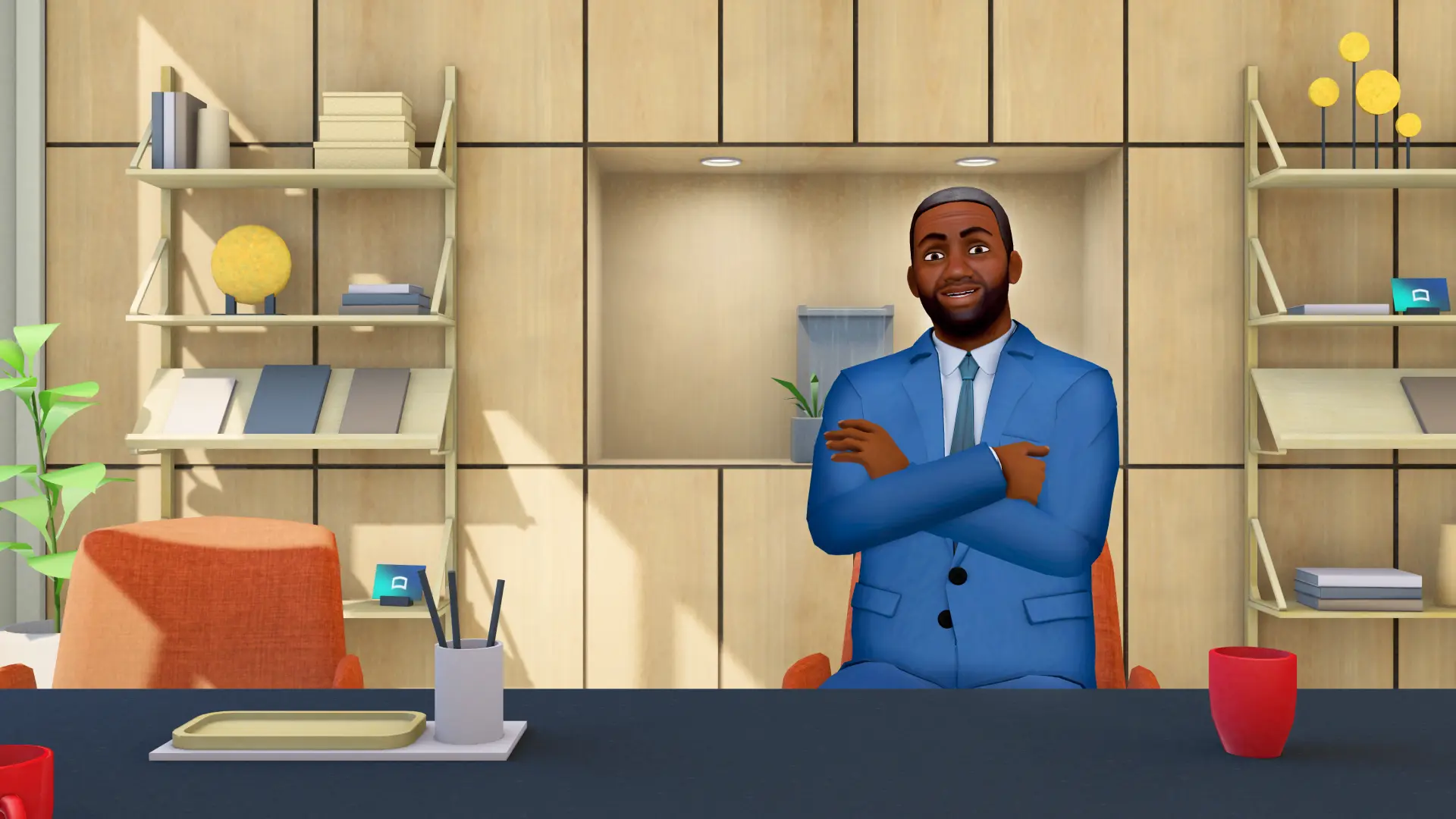 CG Video pipeline — leadership and management training scenario
